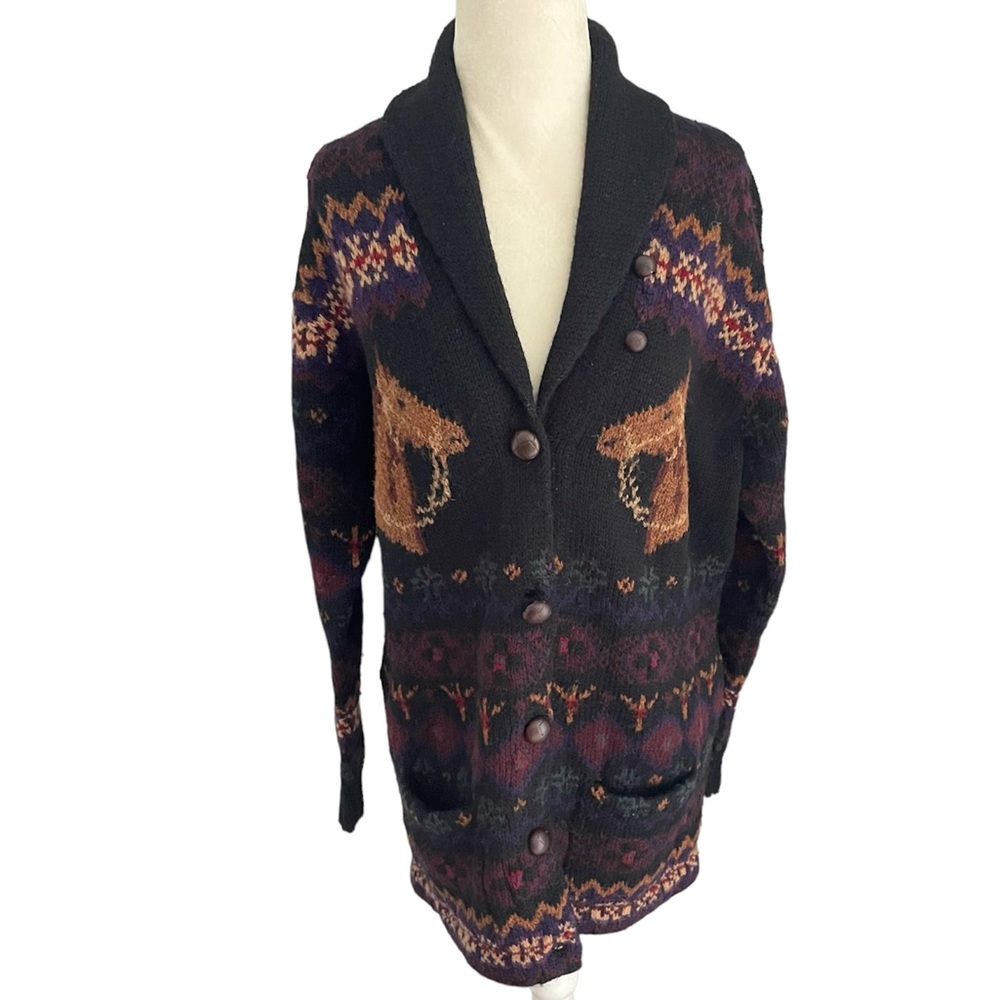 Ralph Lauren HandKnit Equestrian Horse Wool Cardigan Large